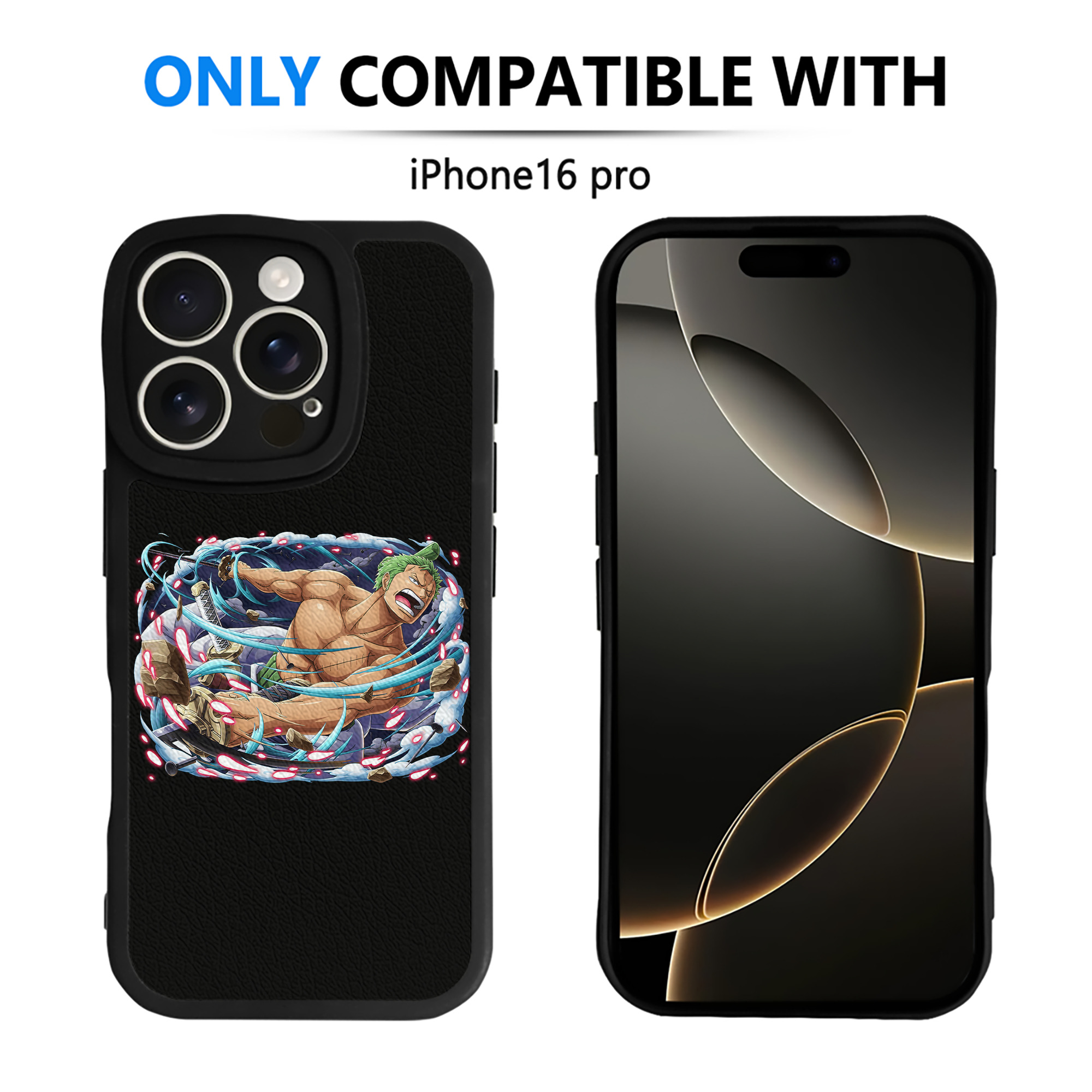 （画像用） ワンピース ロロノア・ゾロ ONE PIECE Roronoa Zoro 【iPhone 16シリーズ対応】シリコンスマホケース（レザー調） 材質：シリコン